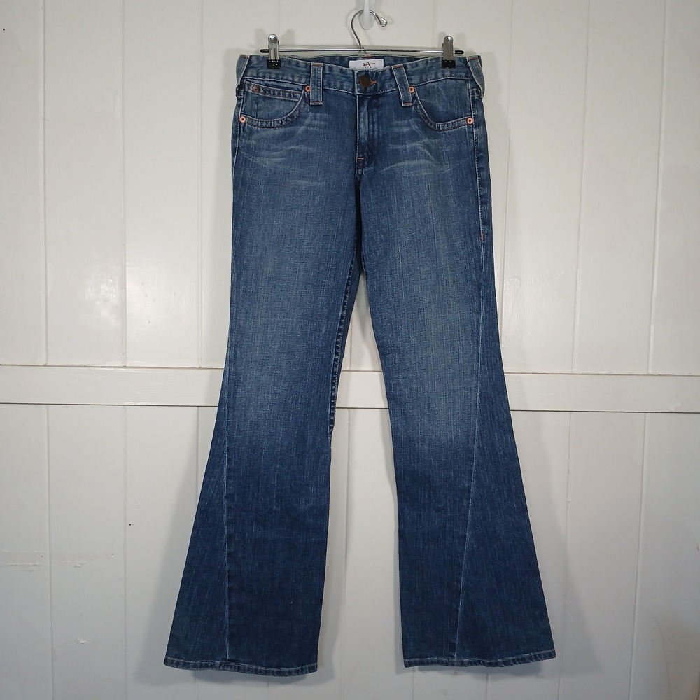 Armani Exchange Reverb Flare Jeans Women 10R Blue Stone Whisker Wash Denim 32x34